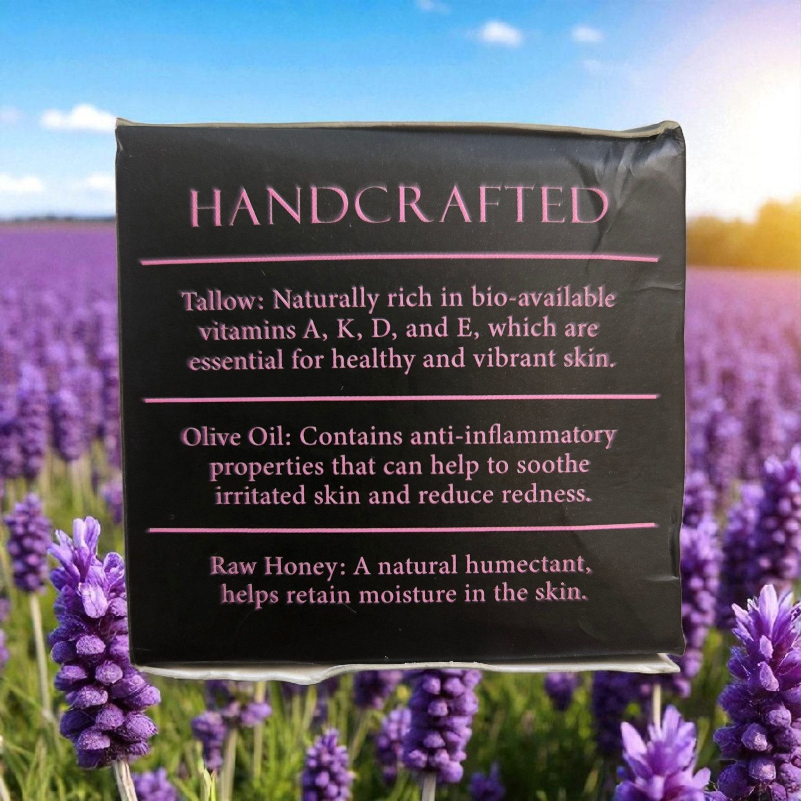 Organic Tallow Beef Grass-Fed Balm Terra Raw Honey 2oz Lavender Scent with Lotus