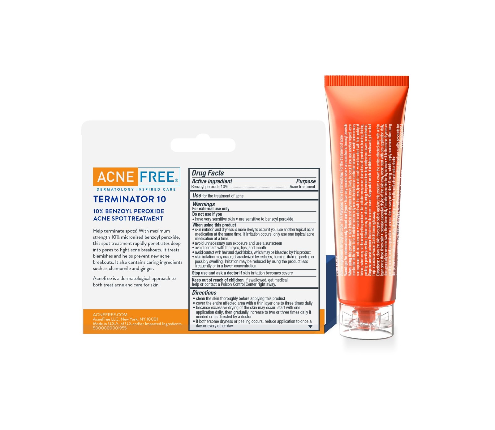 AcneFree Terminator 10 Acne Spot Treatment with 1 Ounce (Pack of 1), WHITE