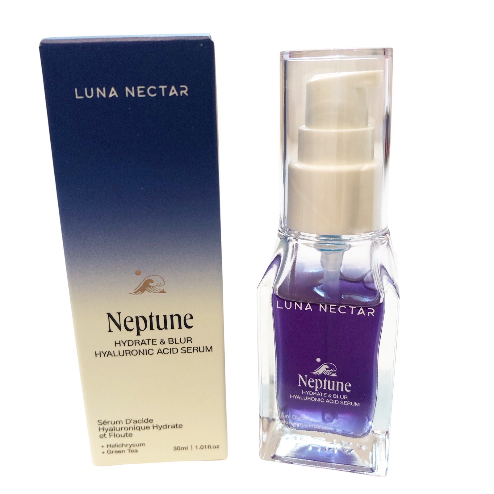 Luna Nectar New in Box Neptune Hyaluronic Acid Hydrate & Blur Serum 30mls/1.01oz