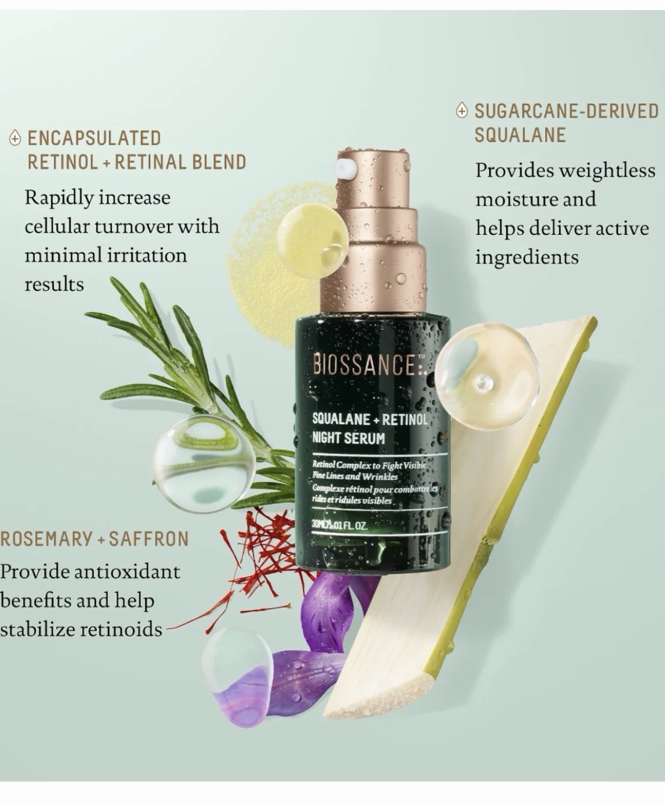 Biossance Squalane and Retinol Night Serum 1.01 oz Full