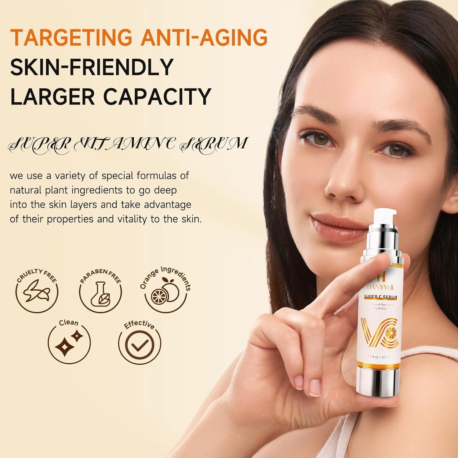 Vitamin C Serum for Face, Dark Spot Remover,Hydrates and Wrinkle Reduction-1.7oz