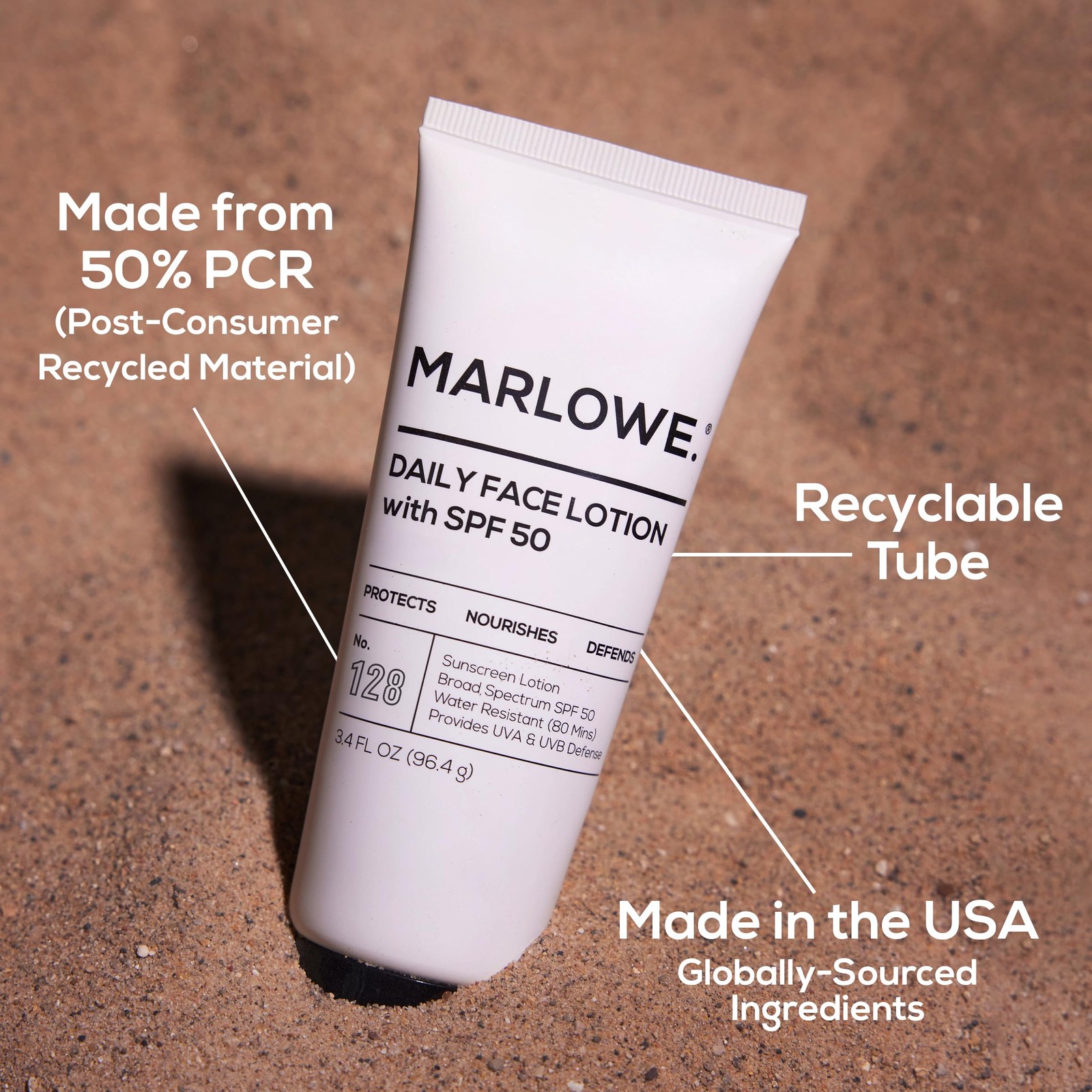MARLOWE. No. 128 Men’s Facial Lotion with Sunscreen SPF 50, 3.4 oz, Oil-Free,…
