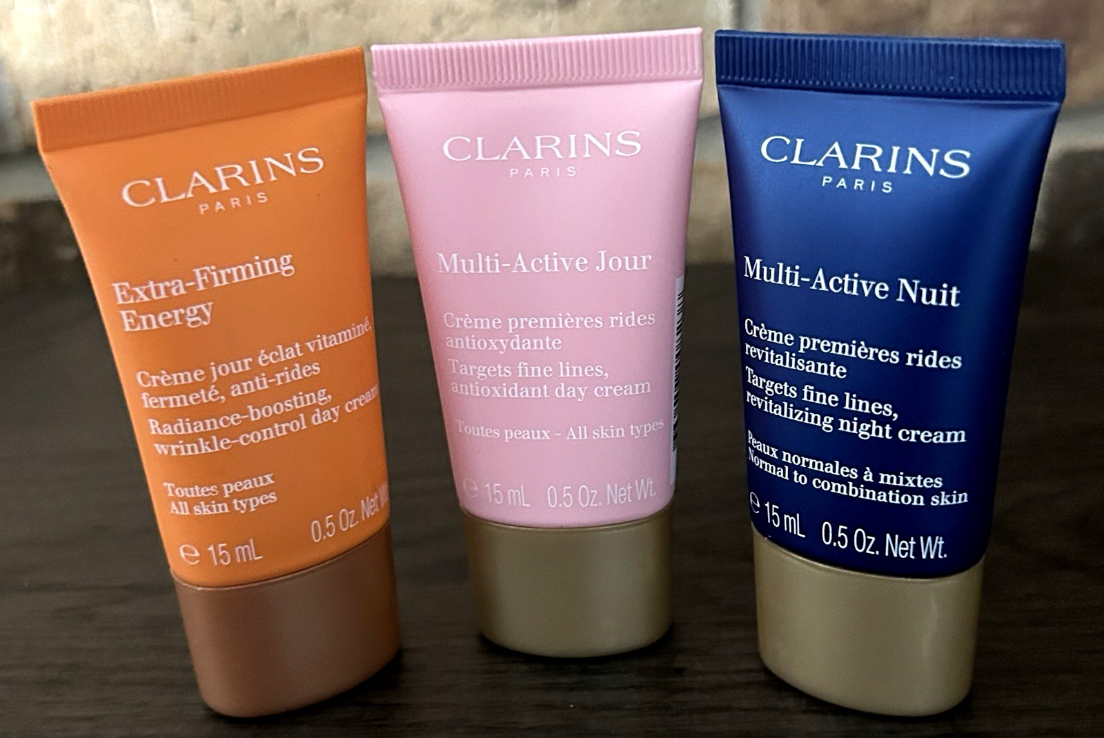 3 MIXED LOT CLARINS EXTRA FIRMING+MULTI ACTIVE JOUR +MULTI ACTIVE NUIT 0.5 0Z