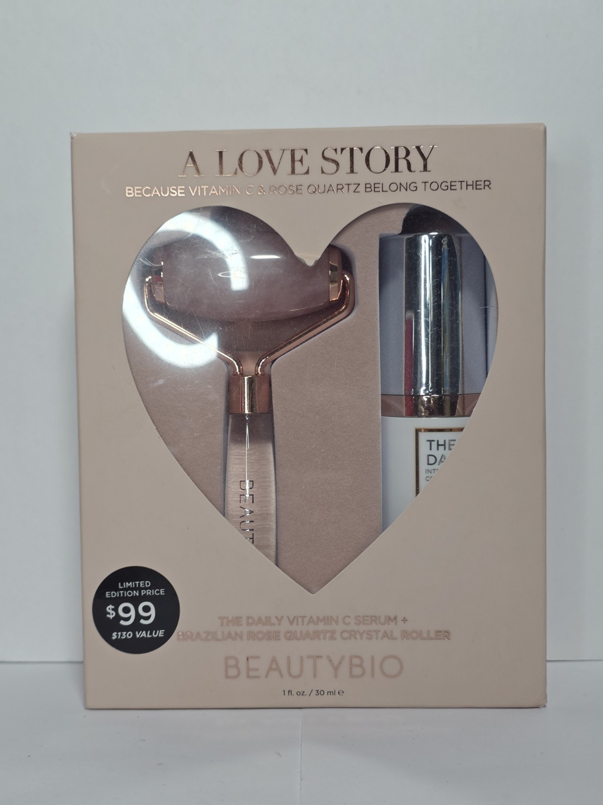 A Love Story By BEAUTYBIO BEAUTY BIO VITAMIN C & ROSE QUARTZ CRYSTAL ROLLER