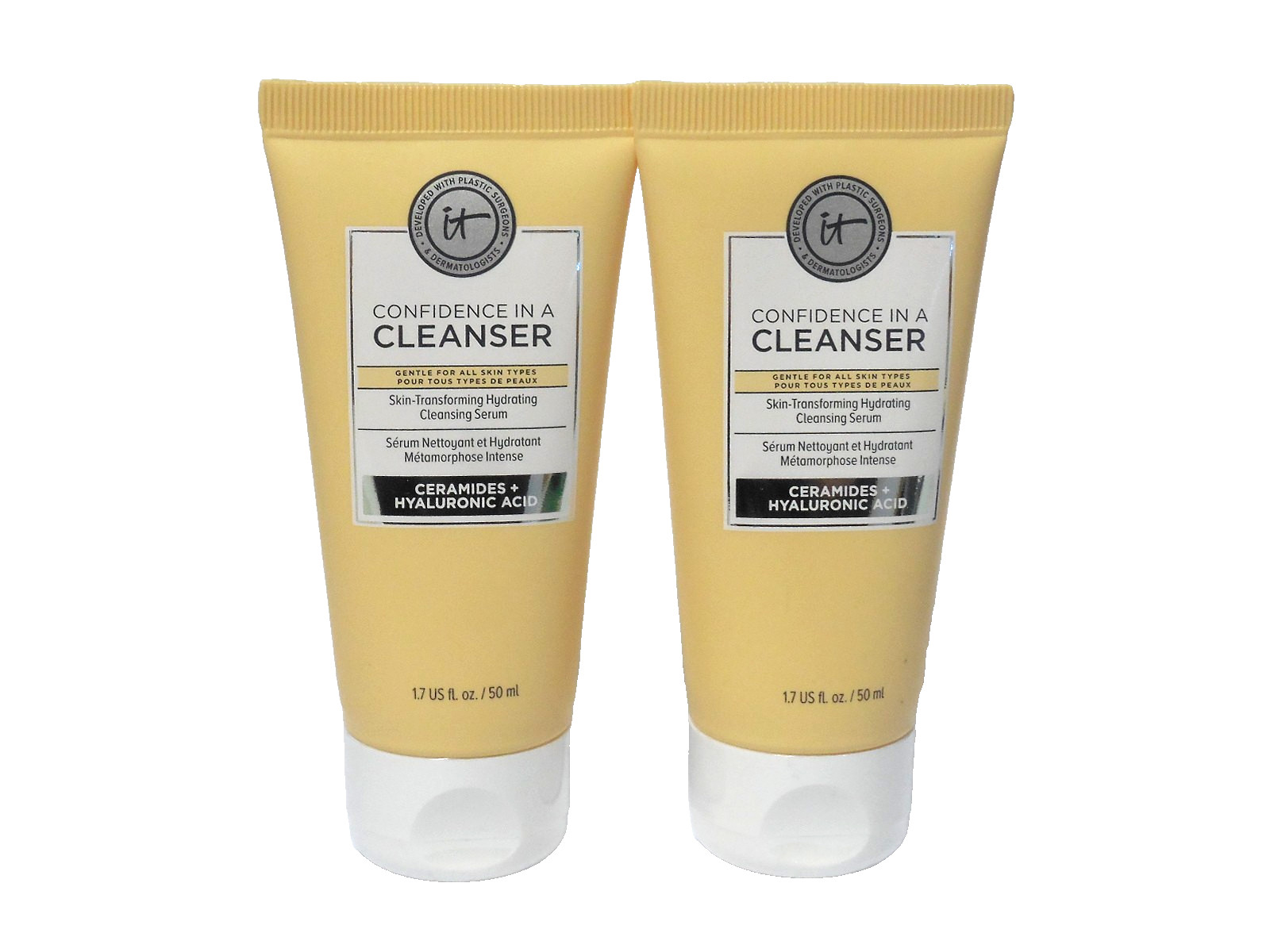 Lot of 2 It Cosmetics Confidence In A Cleanser Serum & Ceramides 1.7 oz New