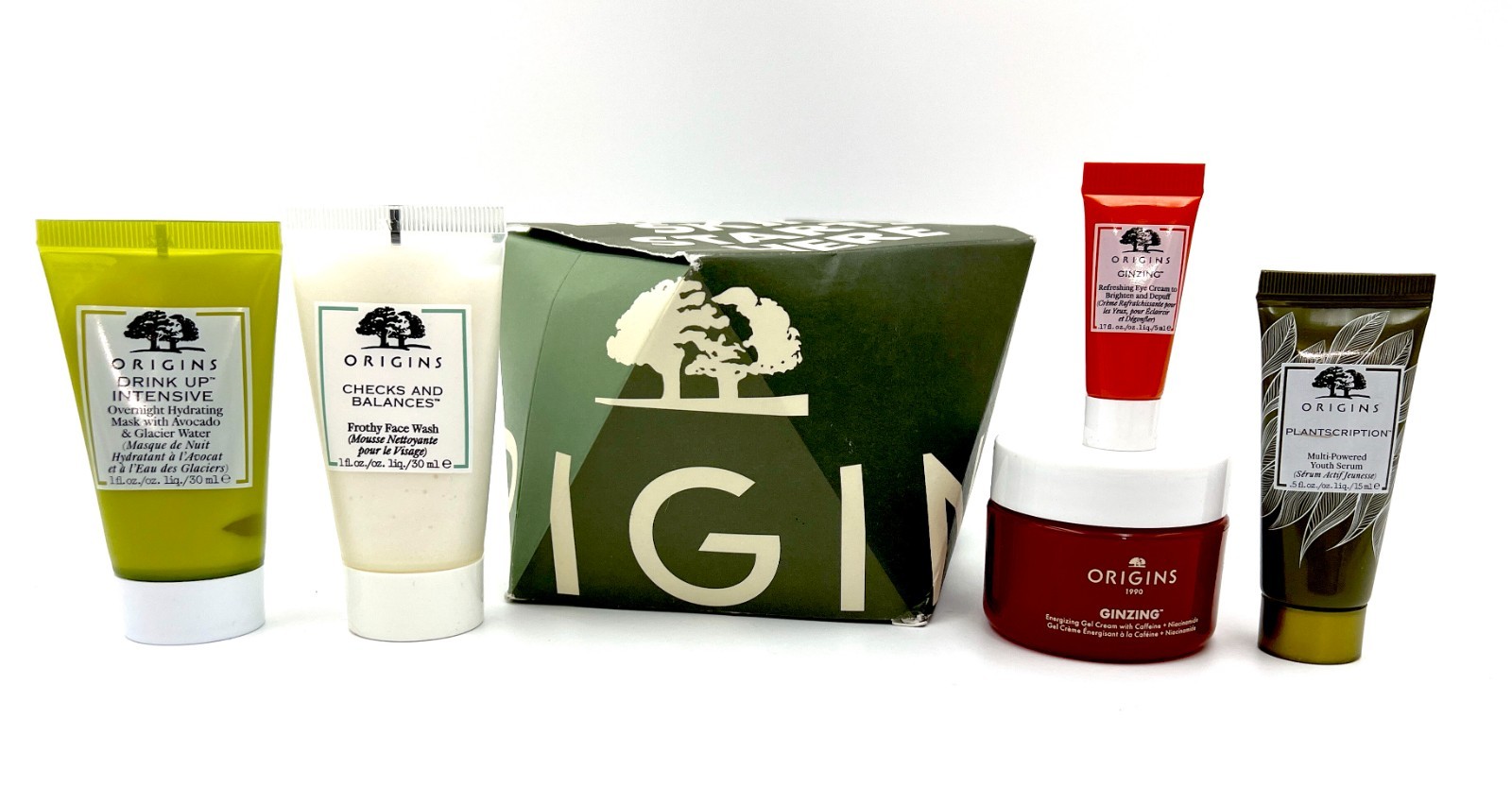 Origins Skin Starts 5 Pieces Kit: Ginzing Gel Cream+Serum+ Mask+ Eye + Wash