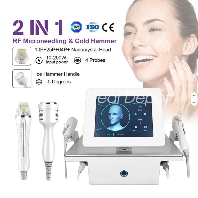 2-in-1 RF Fractional Cold Hammer Anti Aging Skin Tightening Fine Lines Reduction