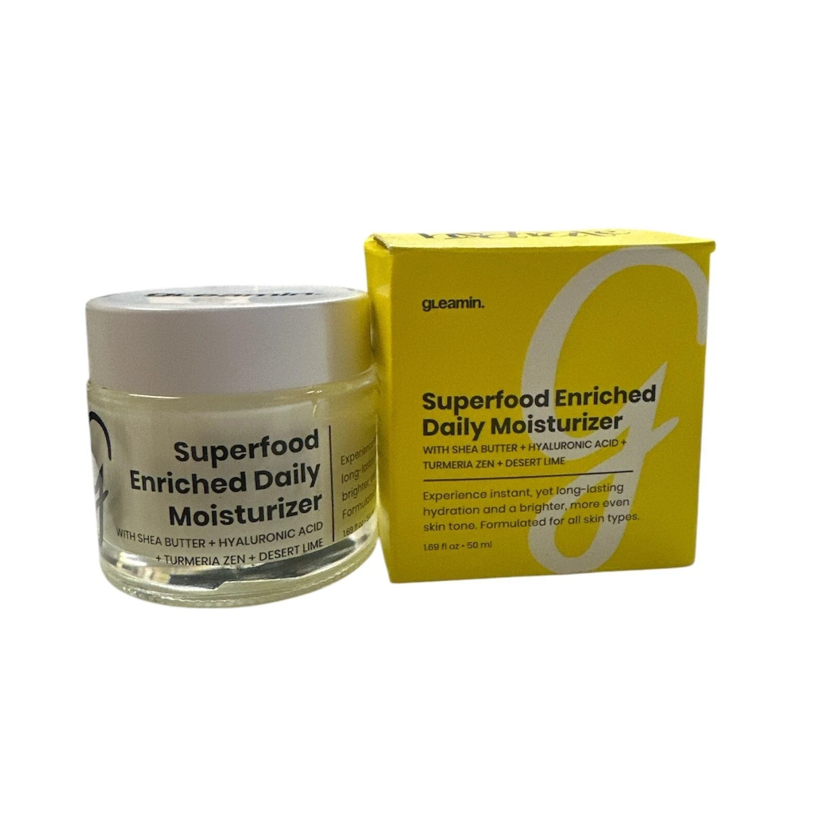 Gleamin – Superfood Enriched Daily Moisturizer – 1.69 fl oz. (2 PACK) PAO: 12M