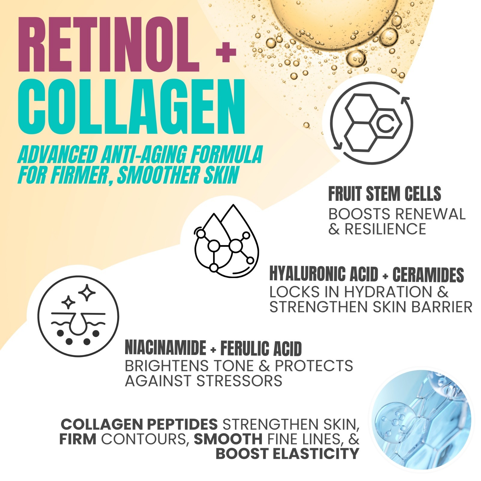 Alozera Retinol Collagen Serum Face Anti Aging Wrinkles Firming Stem Cell