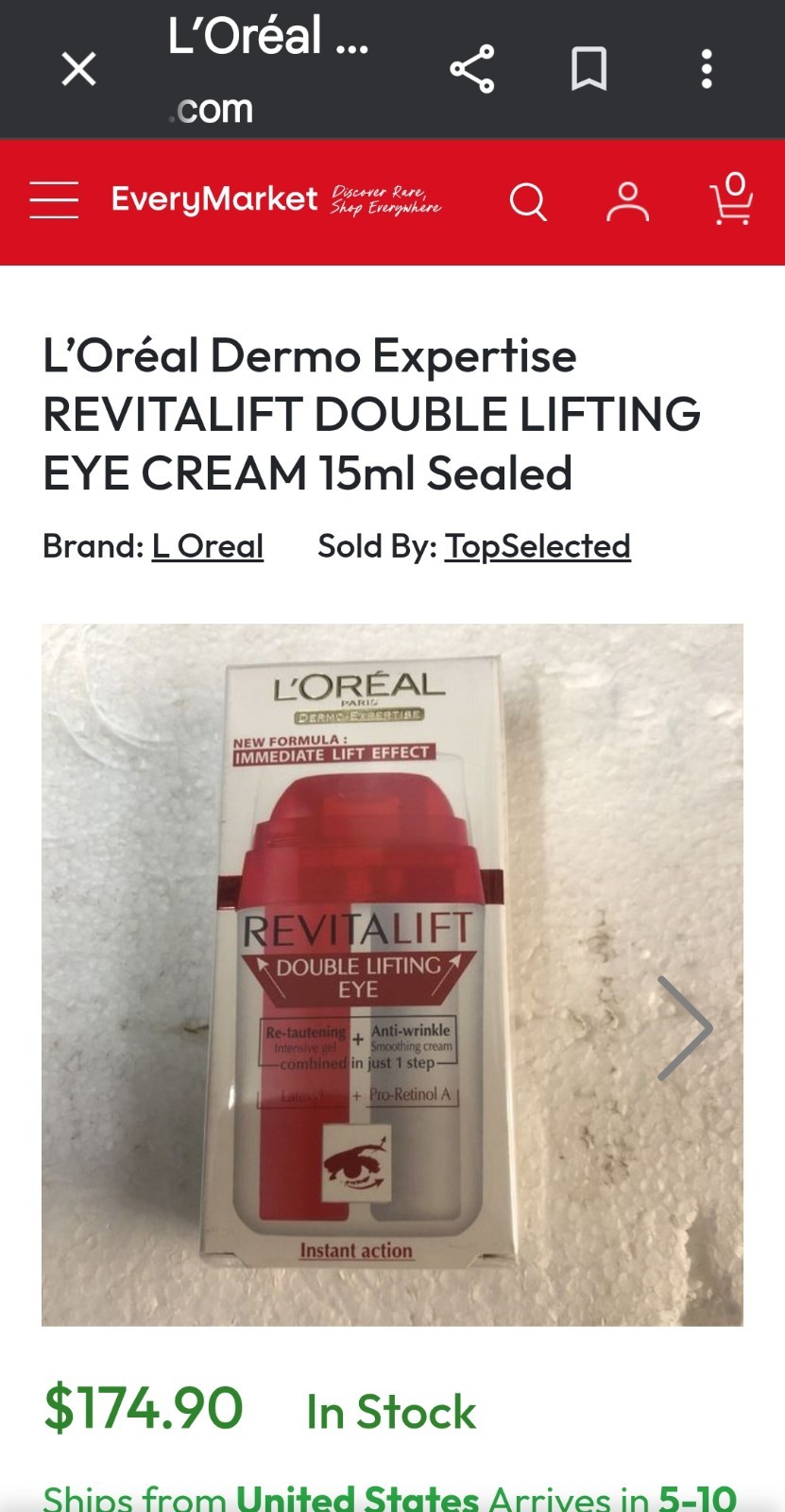 LOREAL REVITALIFT DOUBLE LIFTING EYE TREATMENT NEW 0.5 oz