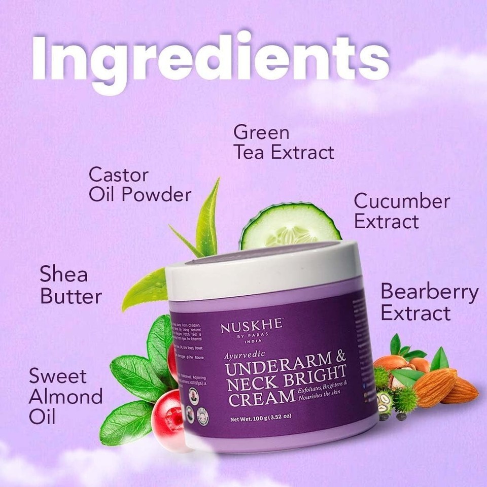 Nuskhe By Paras Underarm and Neck Bright Cream For Men & Women 100gm