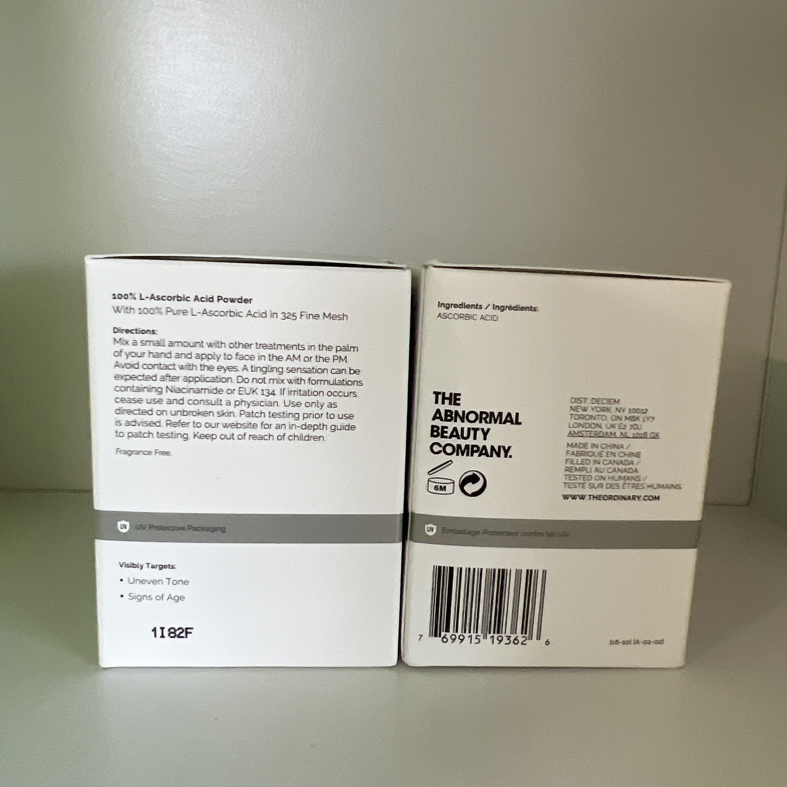 2 x The Ordinary 100% L-Ascorbic Acid Powder 20G each NIB