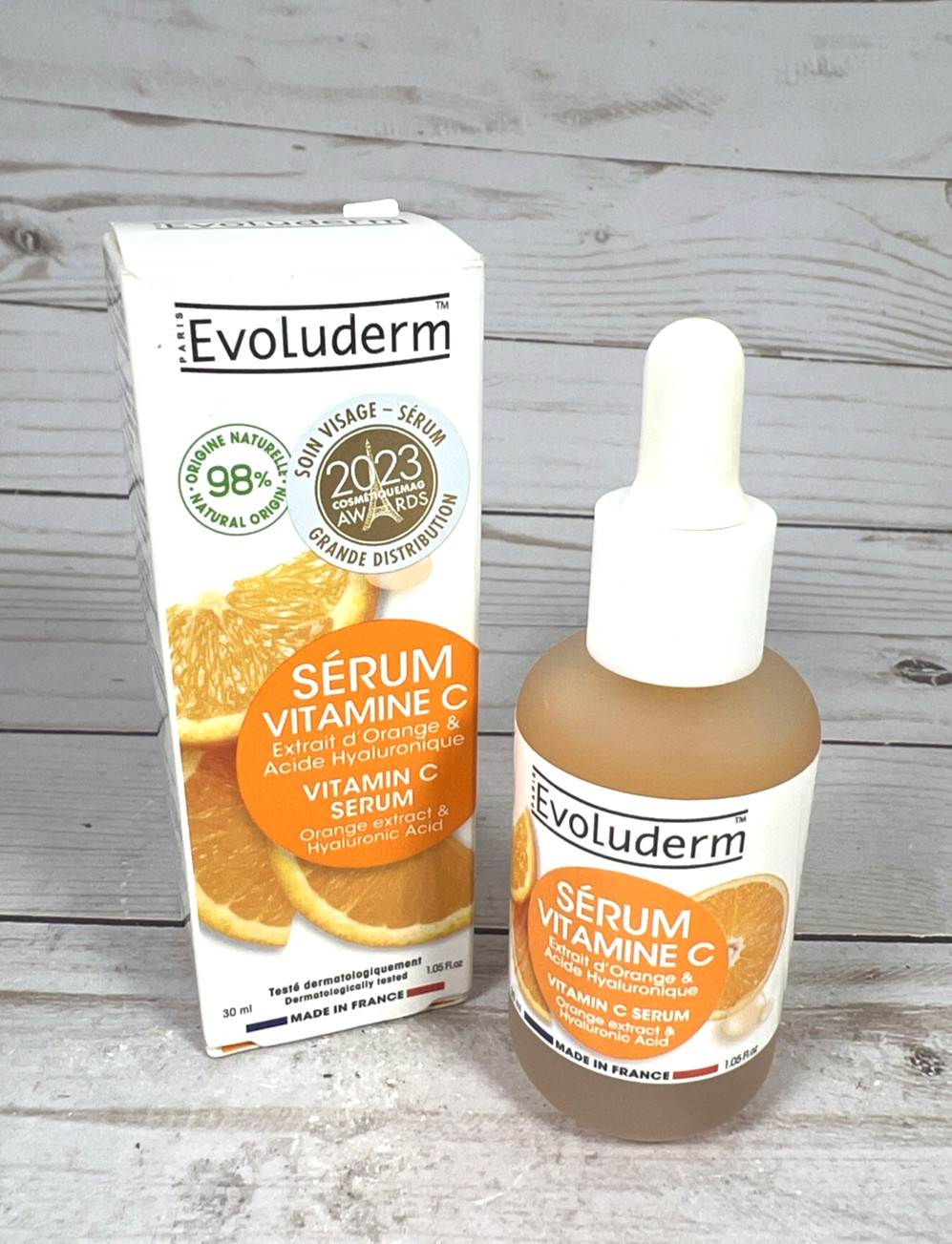 Evoluderm Vitamin C Serum with Orange Extract & Hyaluronic Acid 1.05oz BB:10/27