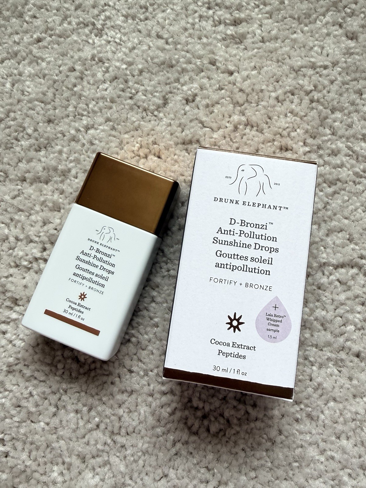 Drunk Elephant D-Bronzi Anti-Pollution Bronzing Drops with Peptides 1.0 oz New