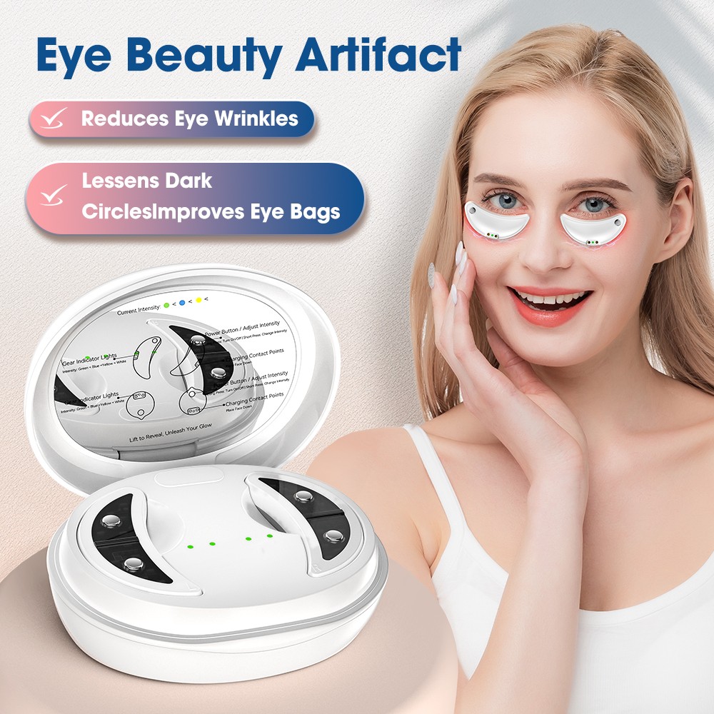 Red Light Therapy Eye Mask EMS Microcurrent,Portable Under-Eye Patches Massager
