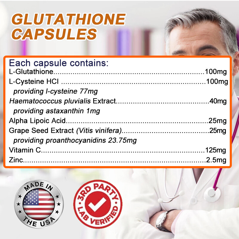 L-Glutathione-Healthy Bones, Teeth, Gums and Vitamin C-120 Capsules