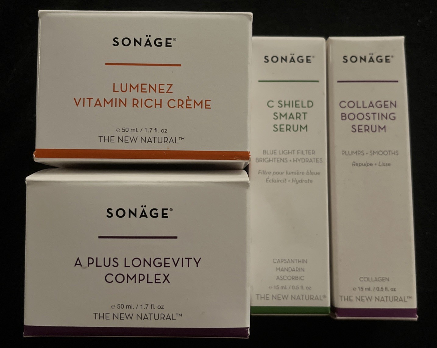 Sonage Skincare Bundle 4 Full Size Products NIB Retail $180 Value