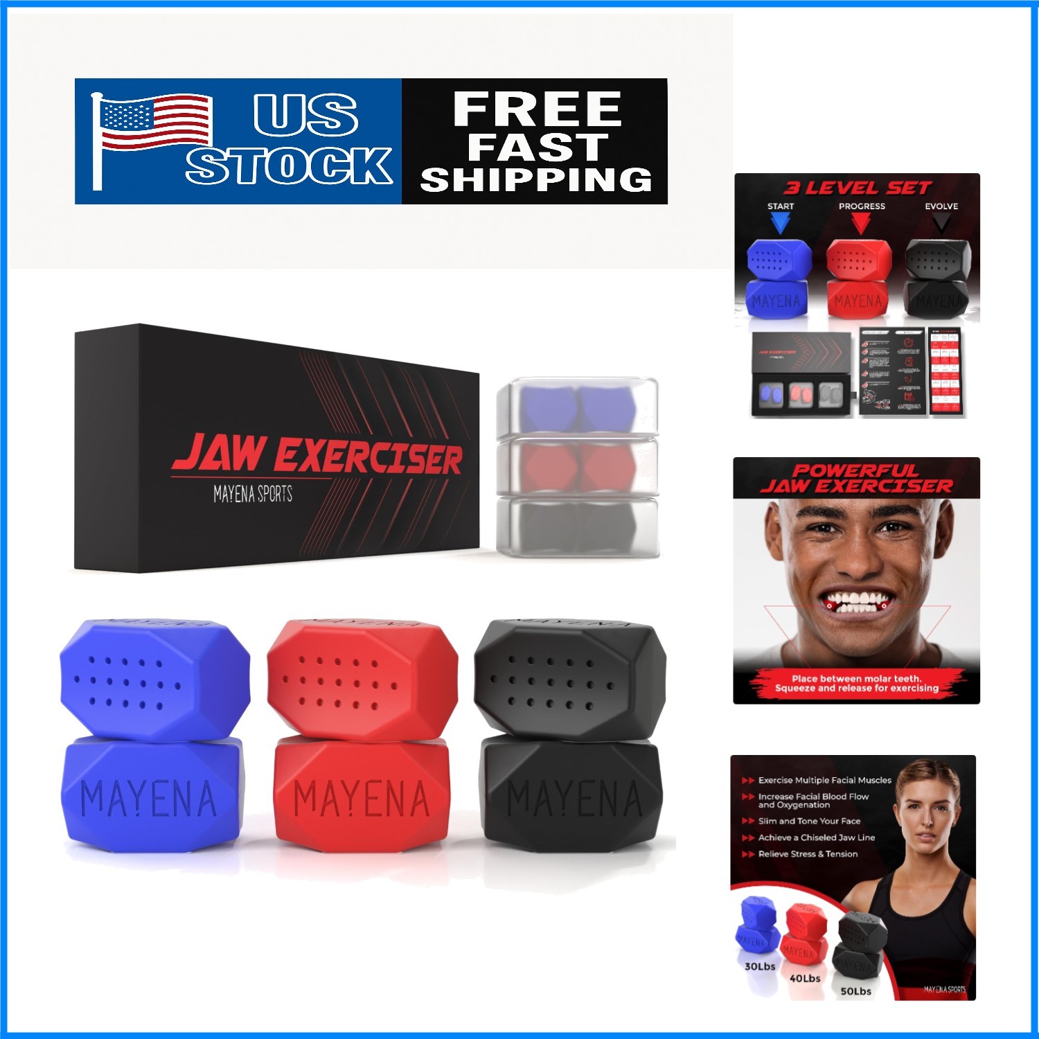 3 Resistance Jaw Trainer Set: Portable, Ergonomic & Proven Results in Weeks