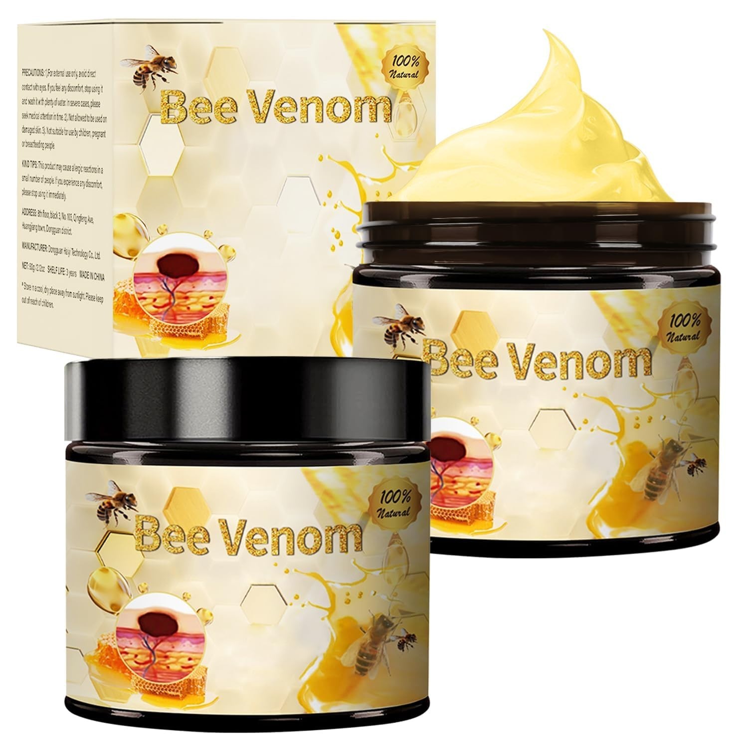 Bee Venom Repair Cream for All Skin Types – Effective Moisture Infusion, 2 Jars