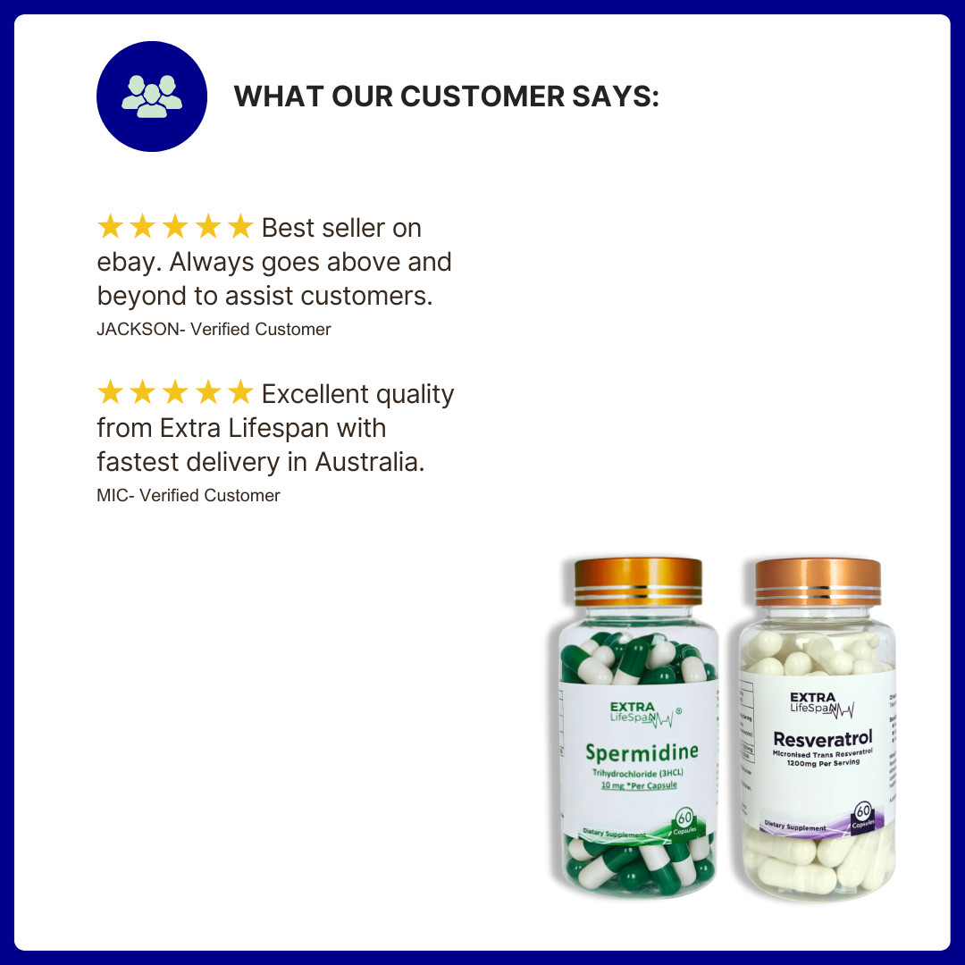 Spermidine Australia 10mg Per Capsule + Resveratrol 60s Anti Aging Supplements