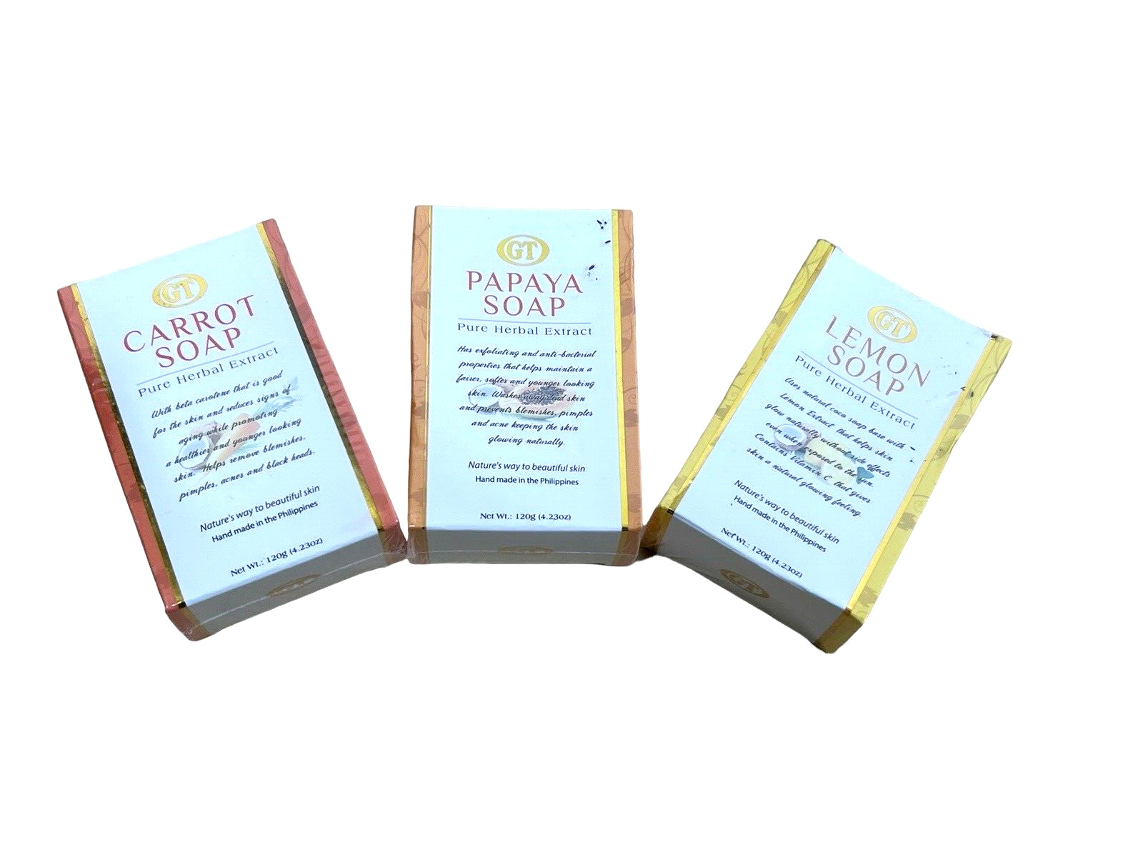 3 GT facial herbal Carrot, Papaya, Lemon skin tightening anti-aging soap