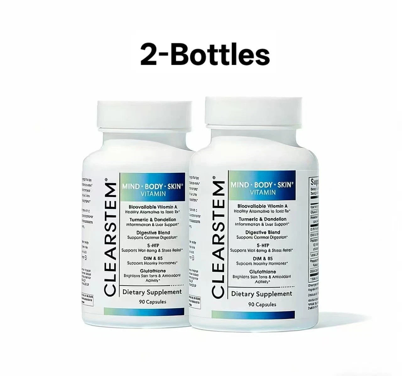 CLEARSTEM (Age+Acne) Mind•Body•Skin® Vitamin – 90 Capsules, 2 Bottles