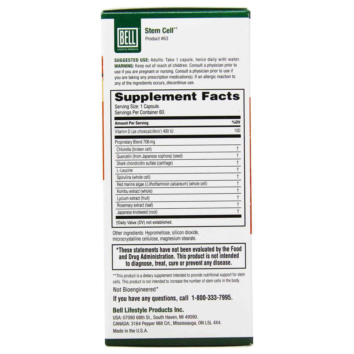 Bell Lifestyle Stem Cell, 60 Capsules