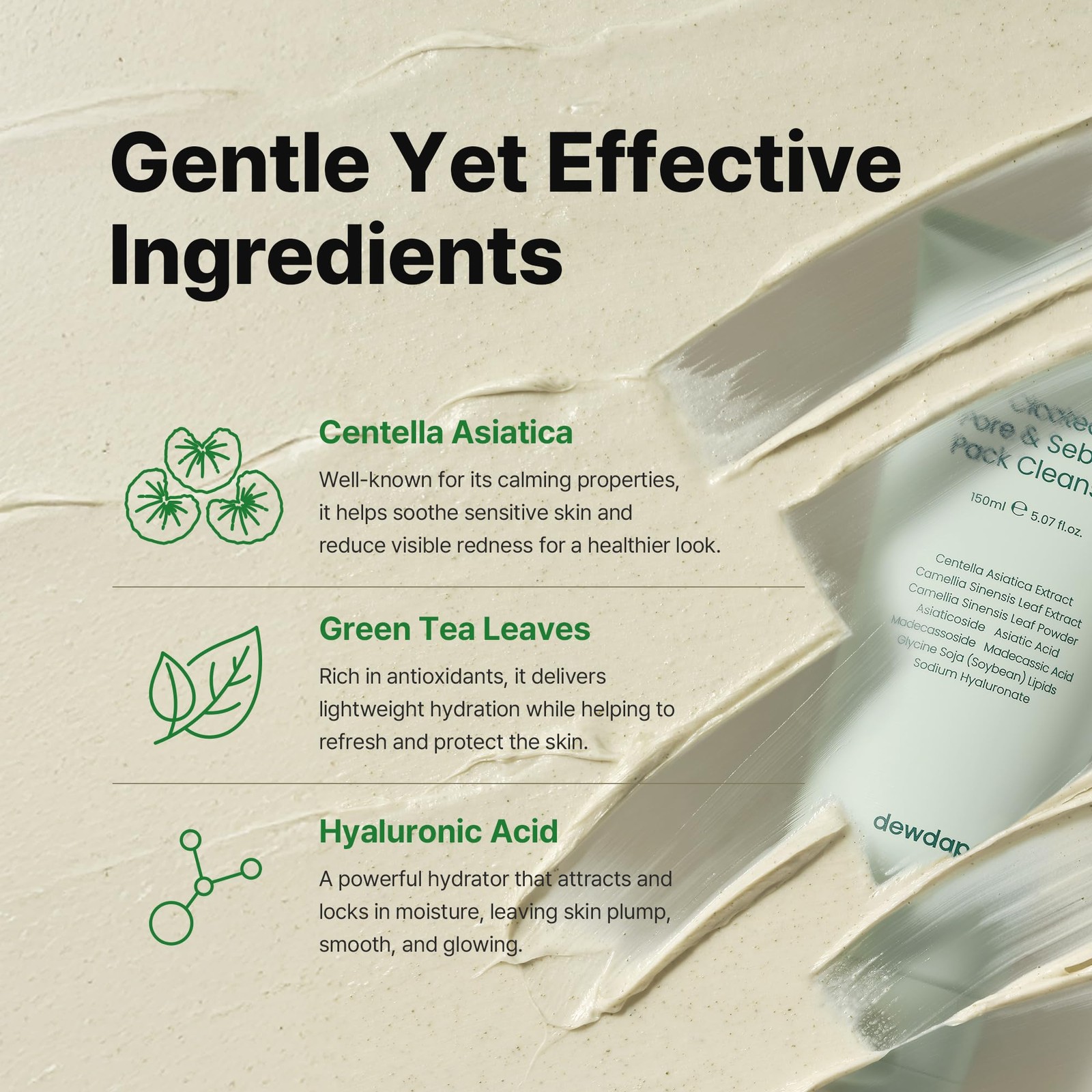 Cicatea Pore Sebum Cleanser, , Gentle Scrub, Wash with Centella Asiatica Hyal…
