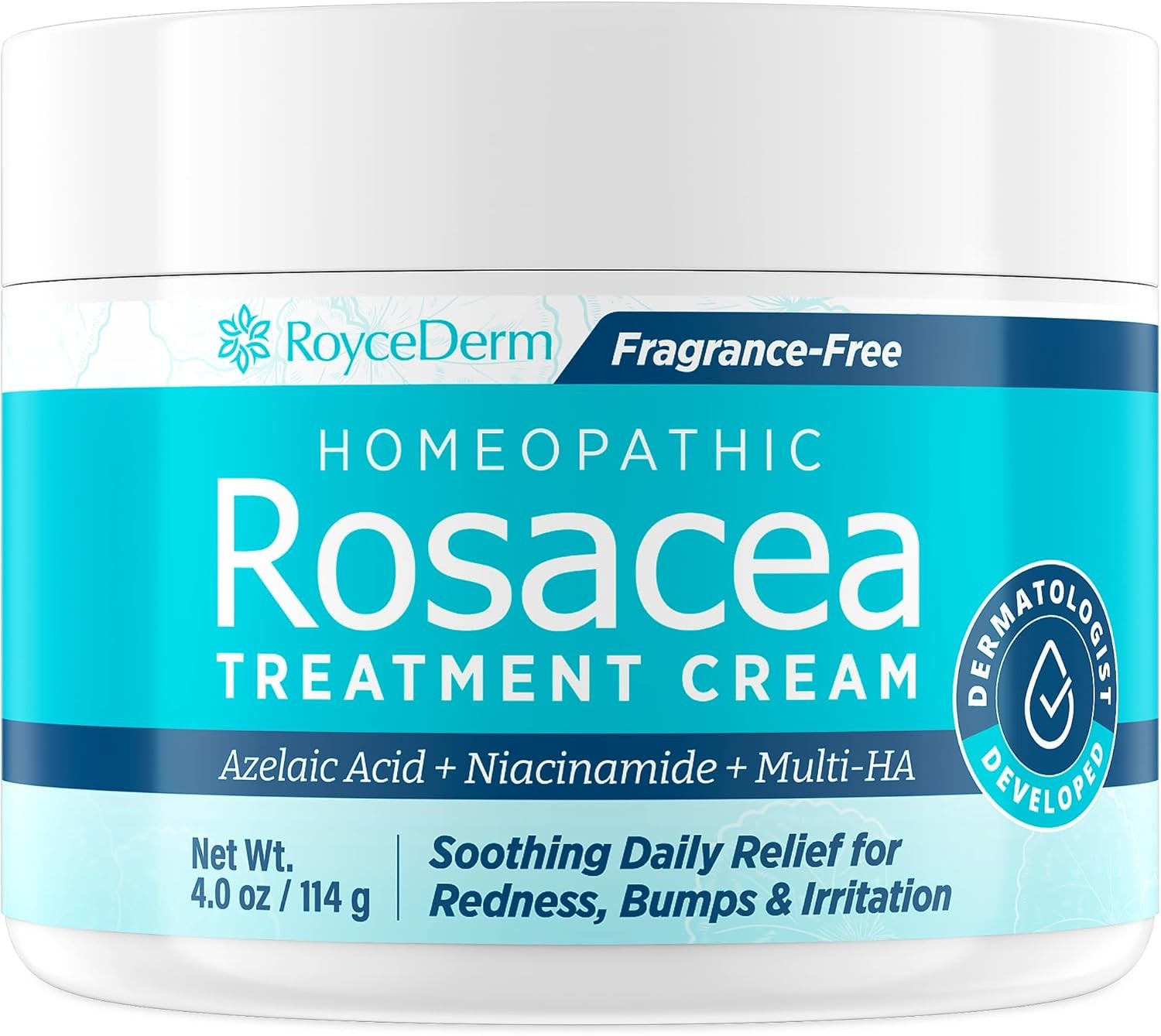 Roycederm Rosacea Treatment Cream Azelaic Acid Redness Relief Moisturizer 4oz