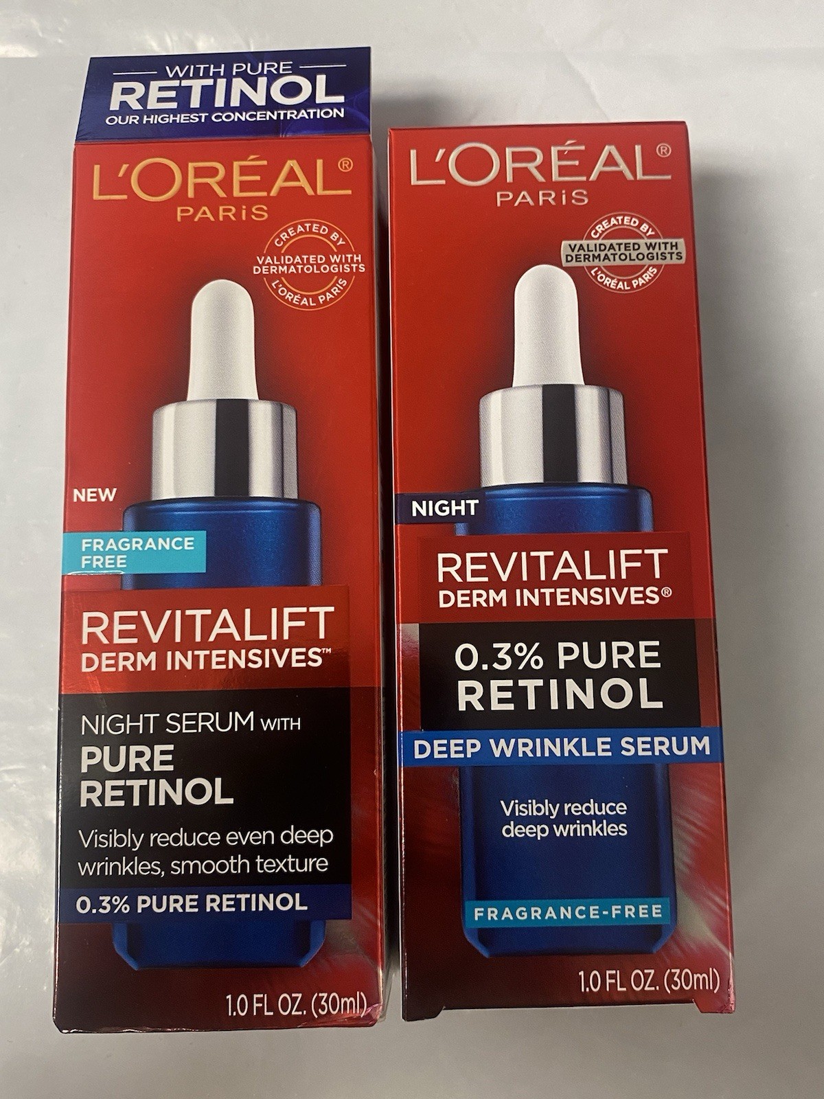 2 L’Oreal Paris Revitalift Derm Intensives Night Serum 0.3% Pure Retinol 1 oz