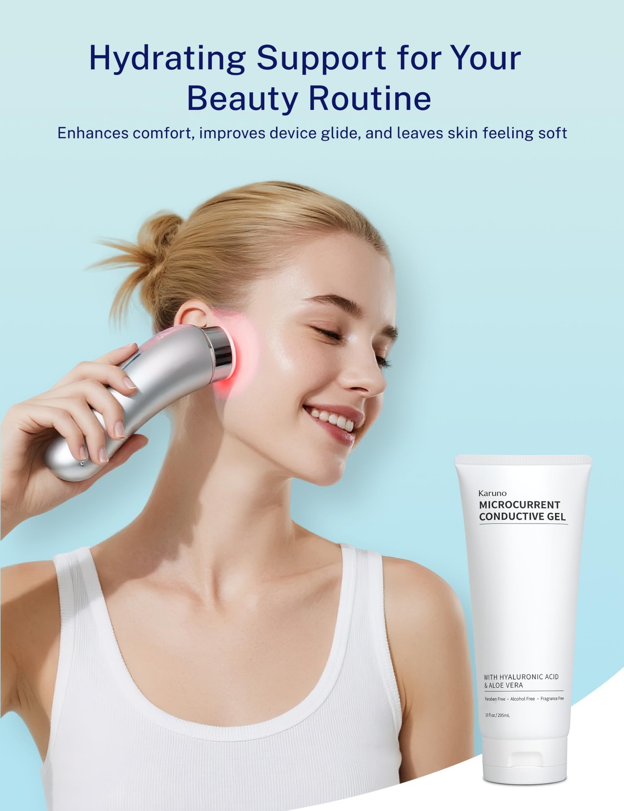 KARUNO 10oz Microcurrent Conductive Gel – Hydrating Gel with Hyaluronic Acid &
