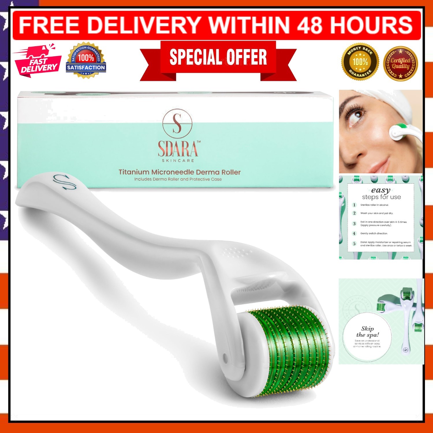 Sdara Microneedling Derma Roller for Face – Versatile Skin Care Tool with Case