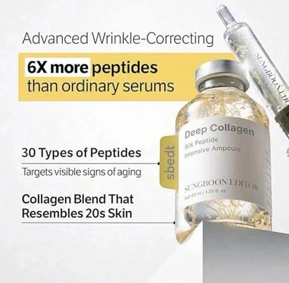 (2 Packs) SUNGBOON EDITOR Deep Collagen Silk Peptide Intensive Ampoule (30ml)New