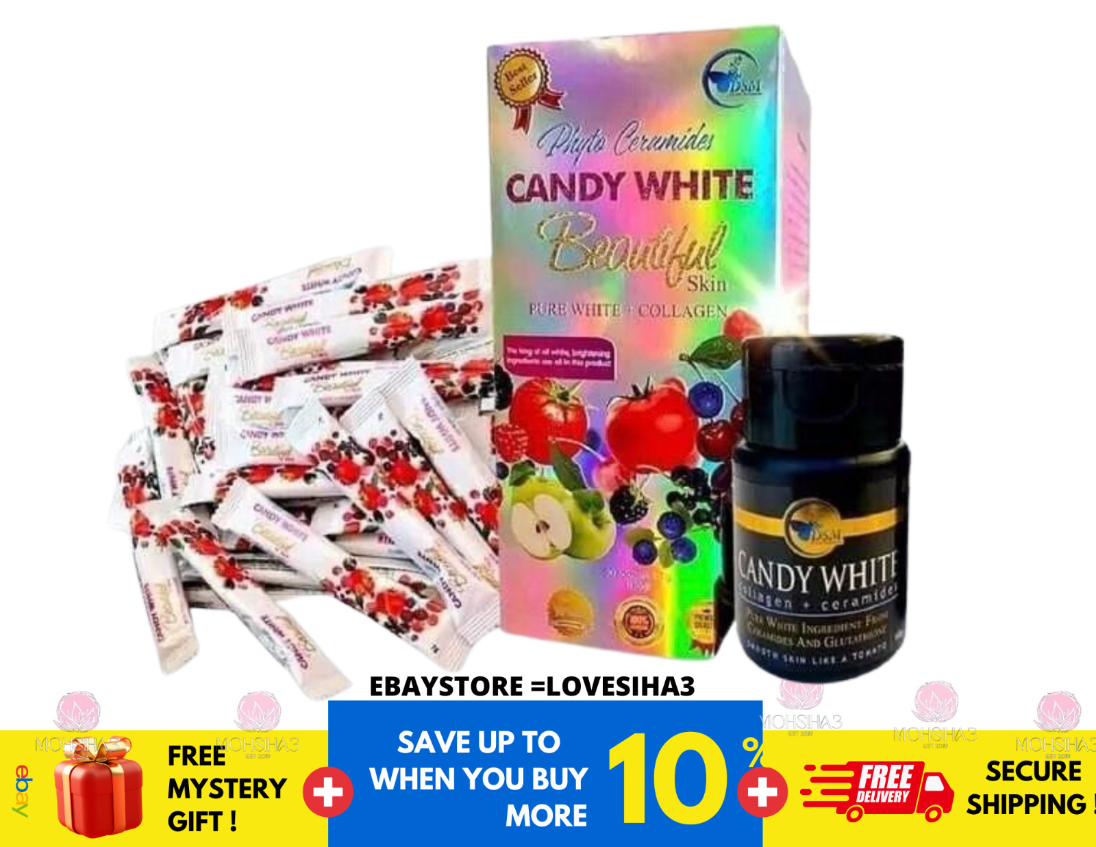 Phyto Collagen Candy White Fast Whitening 30 Sachet + White Booster