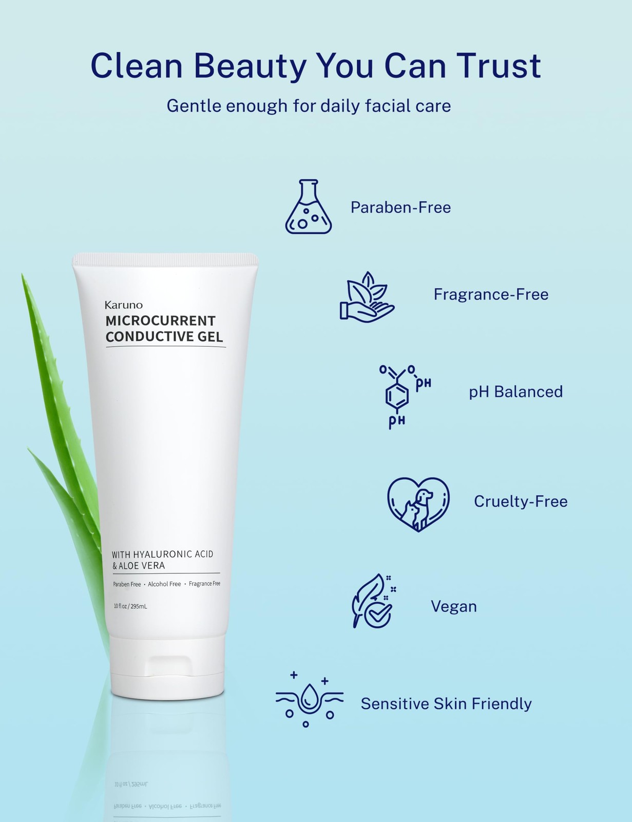 KARUNO 10oz Microcurrent Conductive Gel – Hydrating Gel with Hyaluronic Acid &