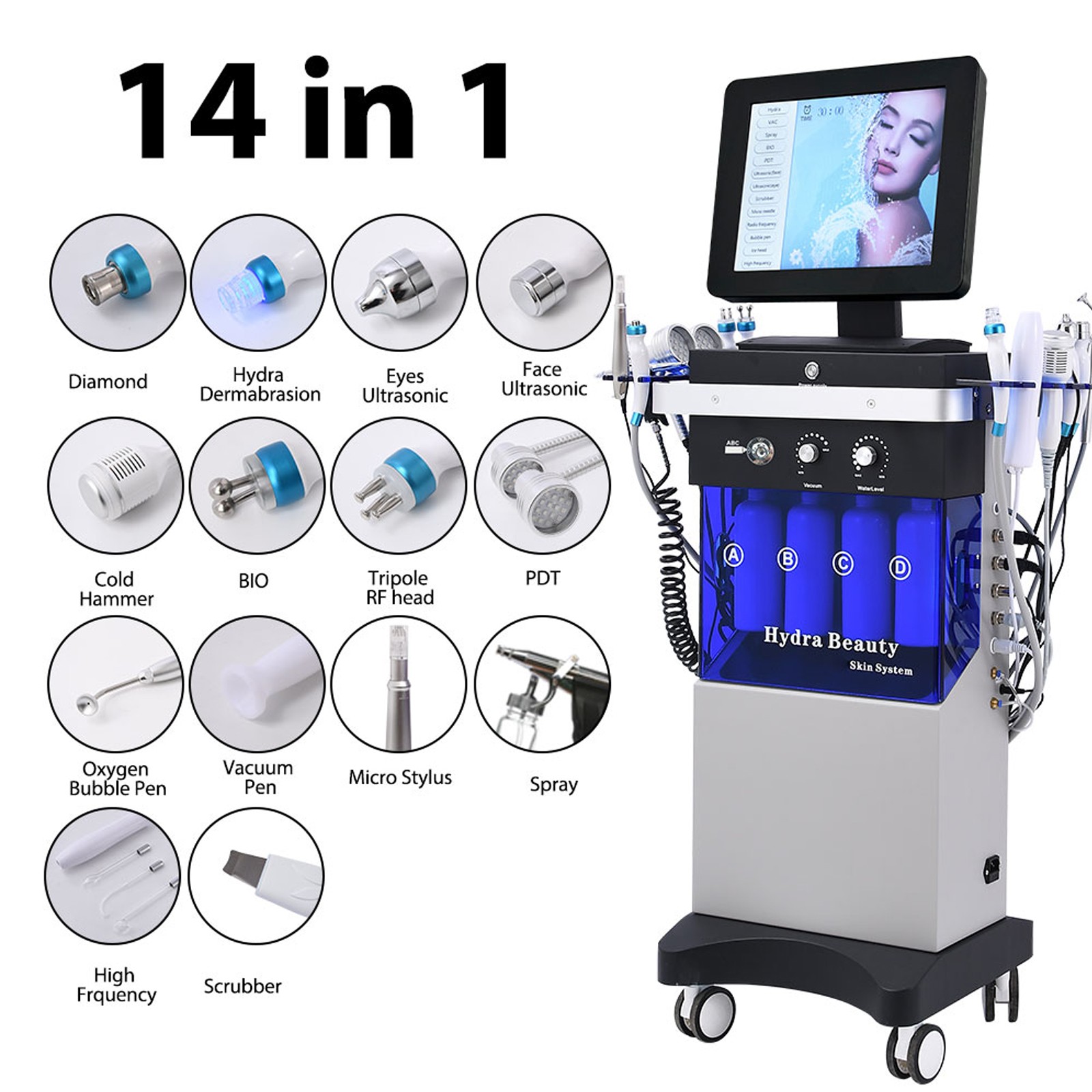 14in1 Hydra Spa Facial Beauty Machine Hydro Dermabrasion Skin Cleaning Face LiUH