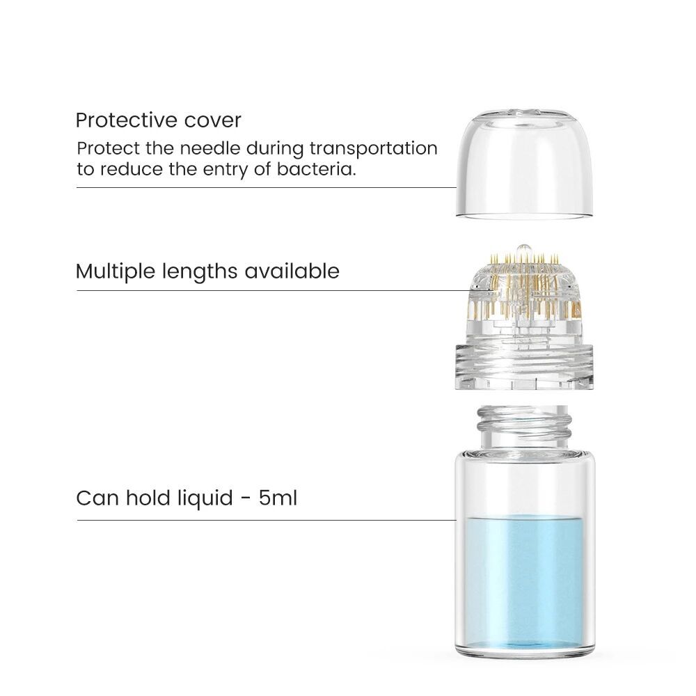 20 Gold Plated Tips With 5 ml Glass Bottle 0.25/0.5/0.6/1.0/1.5mm Skin Care Tool