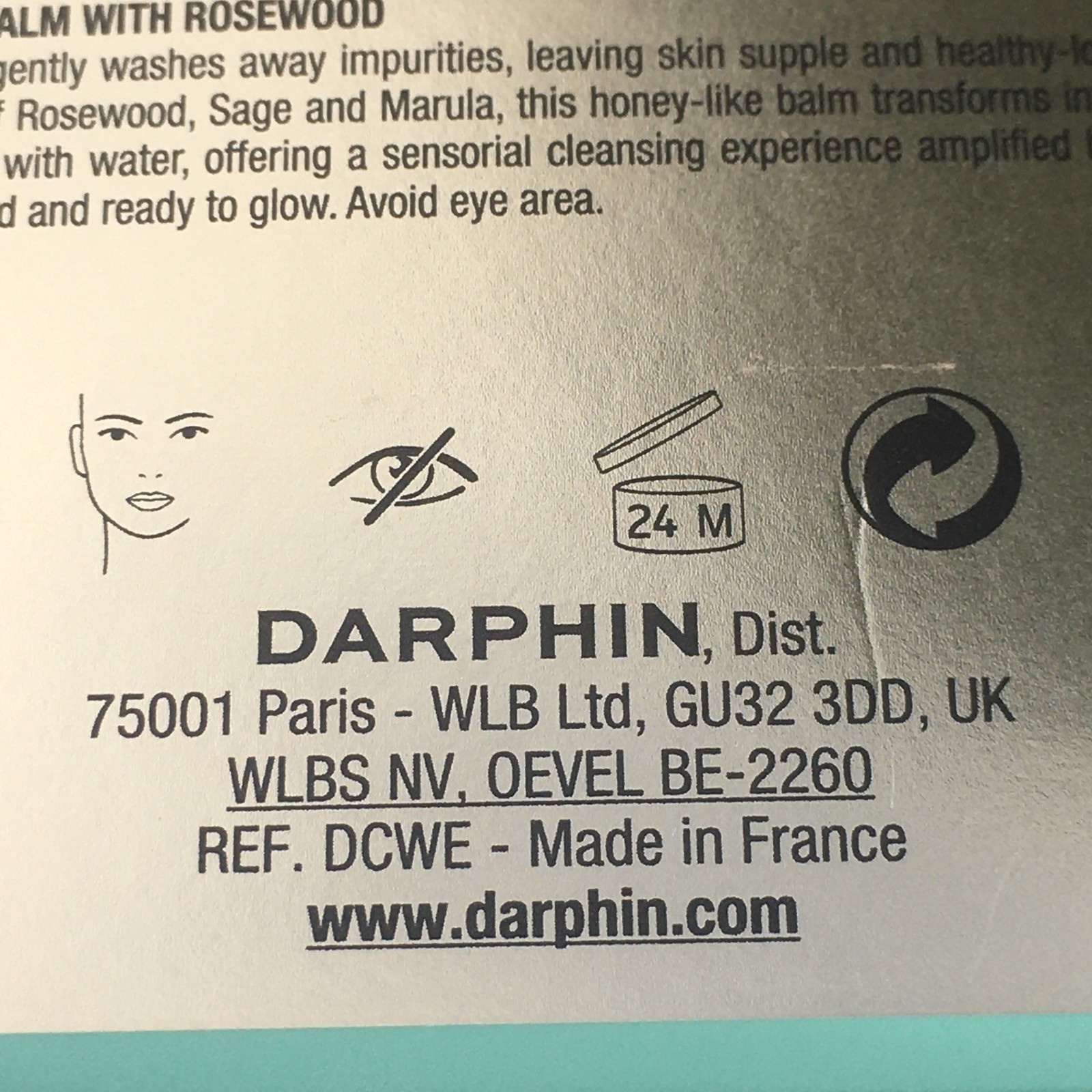 FRENCH DARPHIN PARIS ECLAT SUBLIME AROMATIC CLEANSING BALM & ROSEWOOD~40ml~NEW