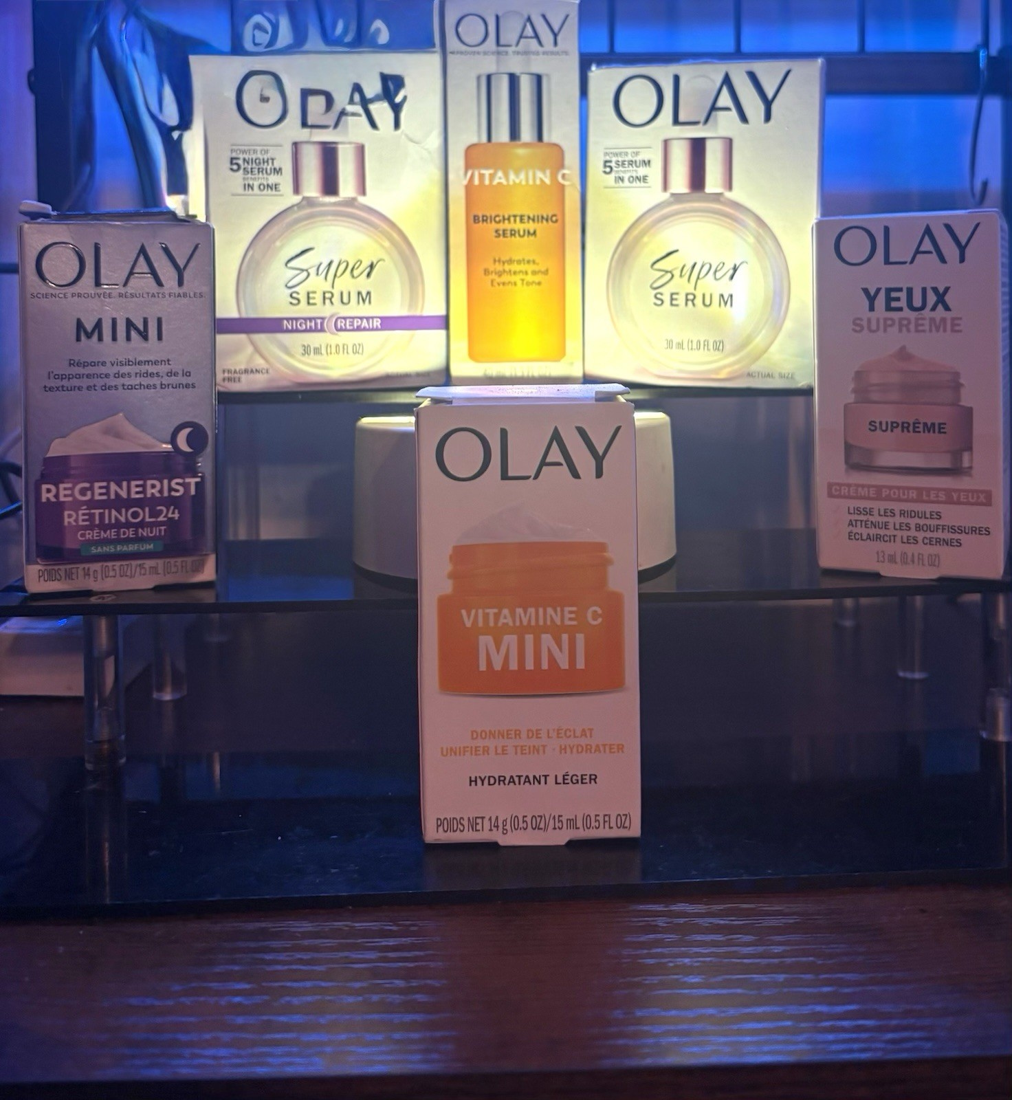 Olay- Lot Of 6 Both Super Serum And Night Repair W VitaminC And 3 Mini Creams