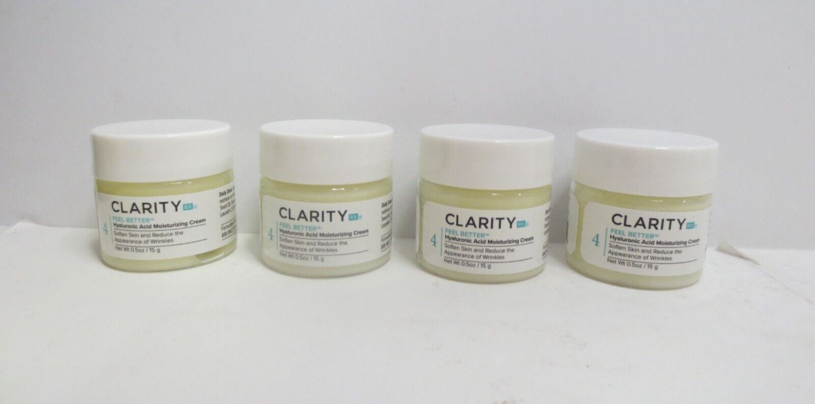 CLARITY RX FEEL BETTER HYALURONIC ACID MOISTURIZING CREAM – 0.5OZ (LOT OF 4)