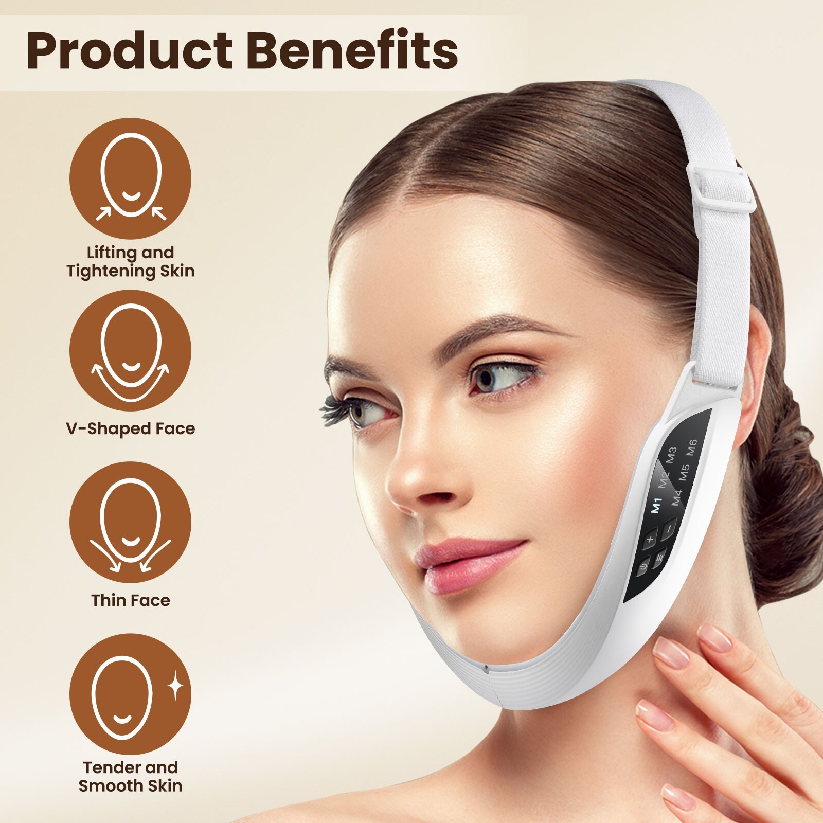 V-Face Electric Double Chin Device with 6 Modes & 8 Gear Adjustable Intensities