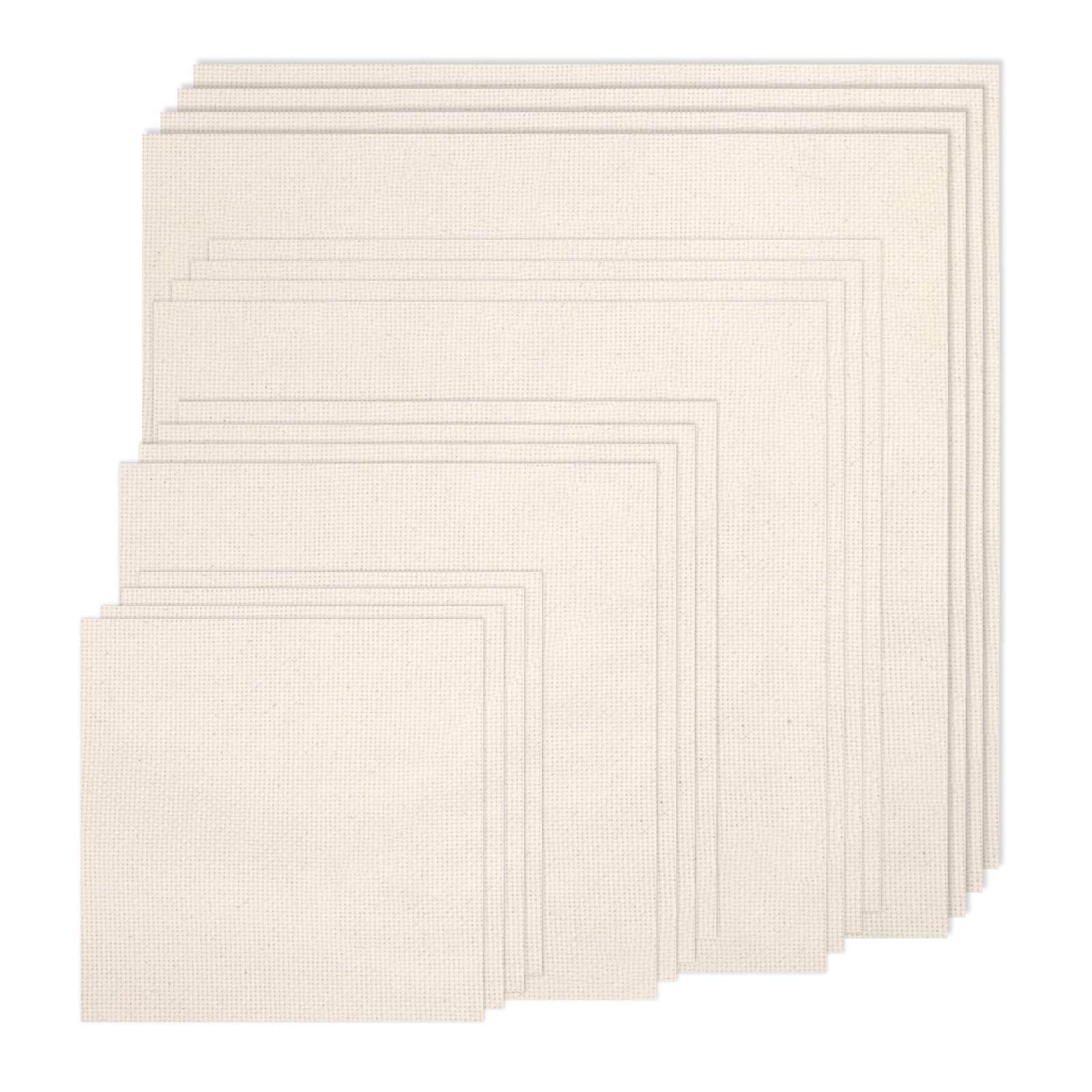 16 PCS Punch Needle Fabric Tufting Cloth |4 Different 5.9 to 11.8 inch, White