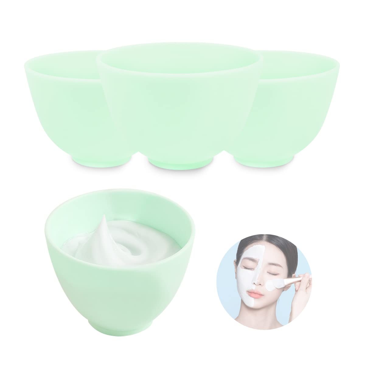 4Pcs Diy Mixing Bowl, Microwavable Silicone Mud Bowl Cosmetic Beauty Tool for…