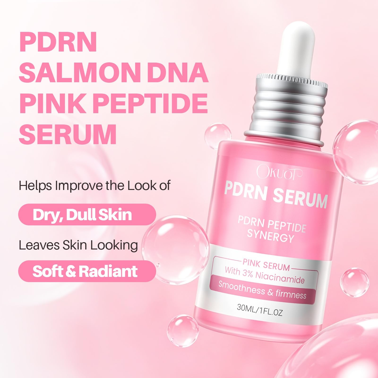 PDRN Pink Serum with 10000ppm Salmon DNA, Niacinamide Serum and Multi Peptide…