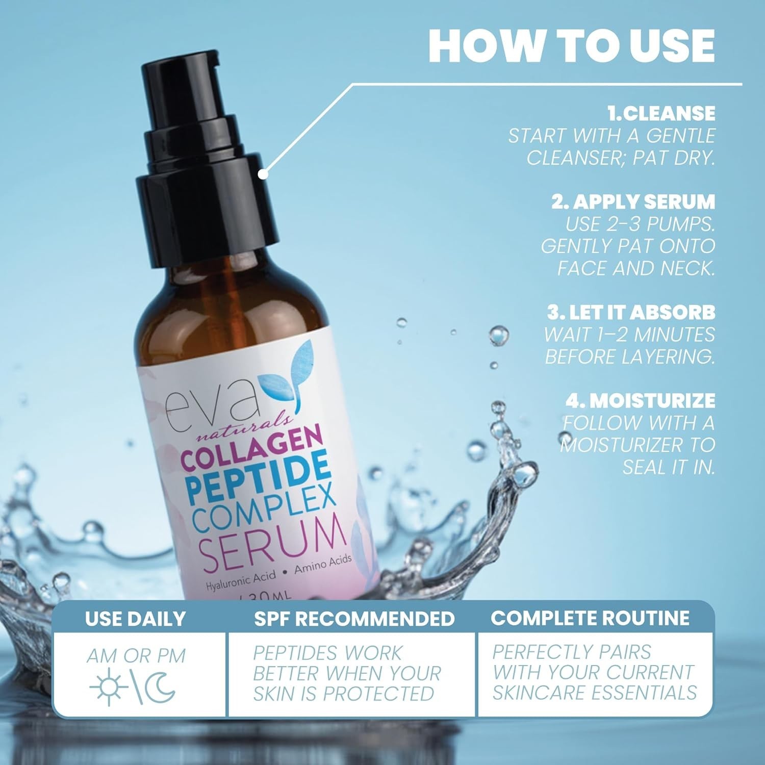 Collagen Peptide Face Serum – Elasticity & Brightening for All Skin Types – 1 oz
