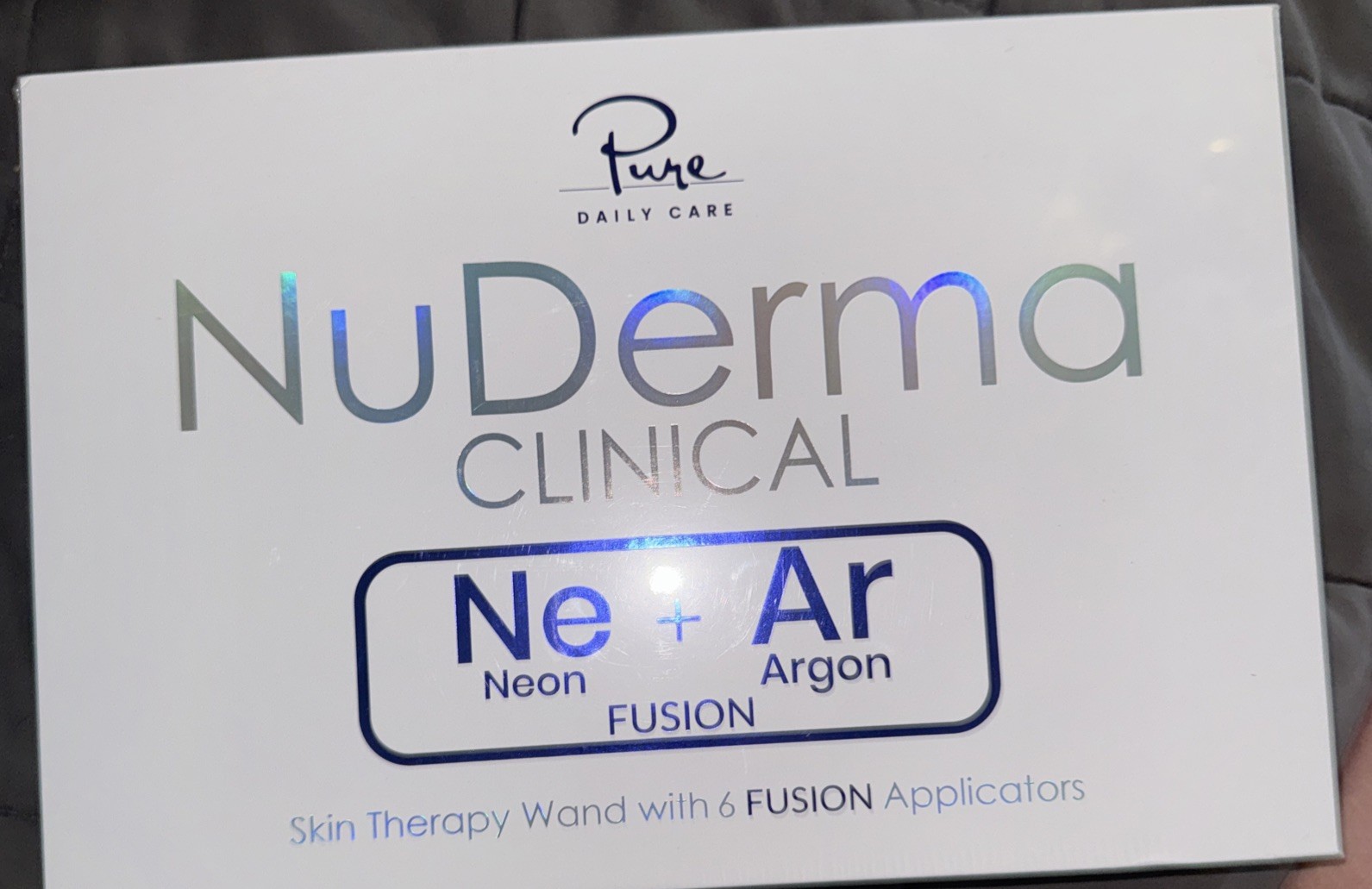 Nuderma Clinical Portable Skin Therapy Wand with 6 Fusion Neon + Argon & Case