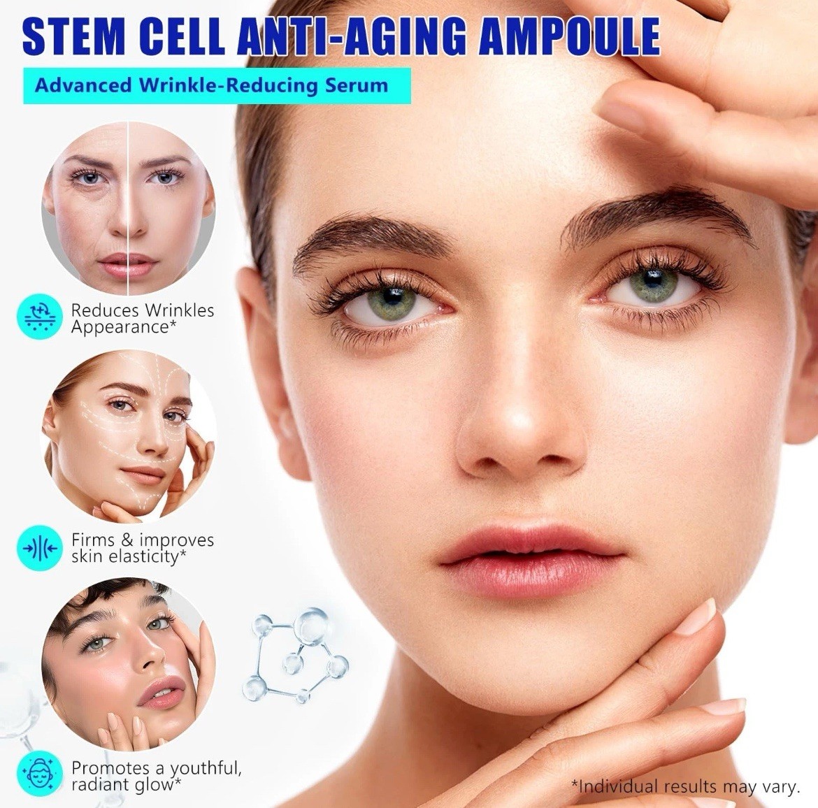 Stem Cell Serum for Face 1.2 fl.oz, Stem Cell Anti-Aging Ampoule, Anti Aging