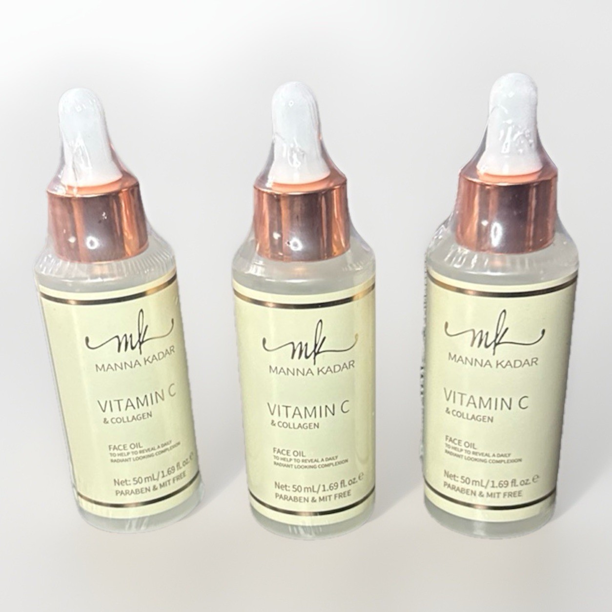 3 Pack Manna Kadar Vitamin C & Collagen Face Oil Daily Sealed – 1.69 fl oz/each