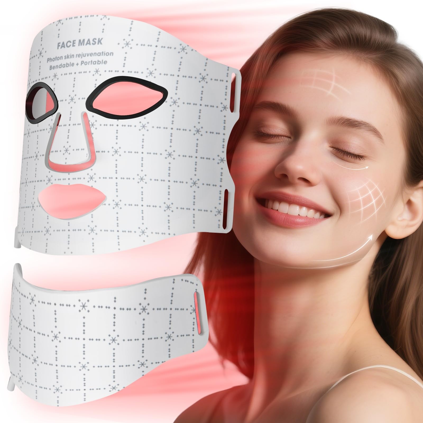 Facego Red Light Mask for Face and Neck, 7 Colors Red Light Face Mask with Re…