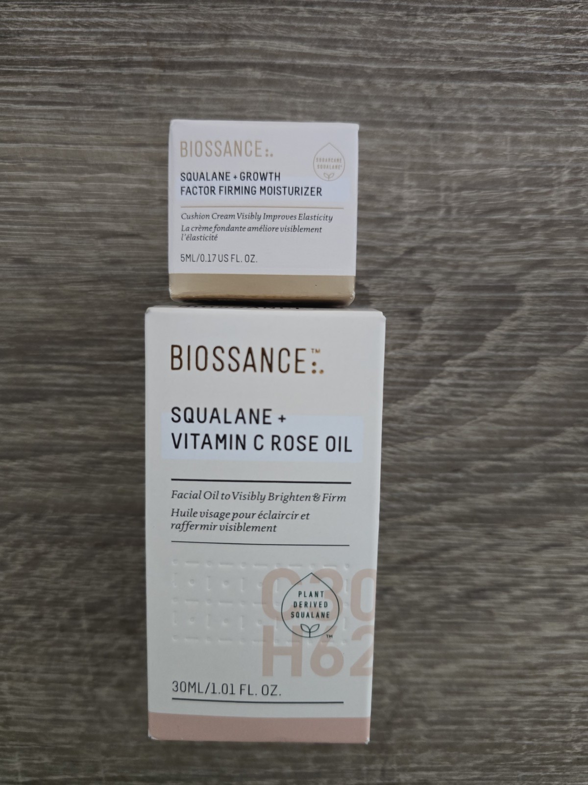 2Set1 Biossance Squalane + Vitamin C Rose Oil & 1Growth Factor Firming Moisturiz
